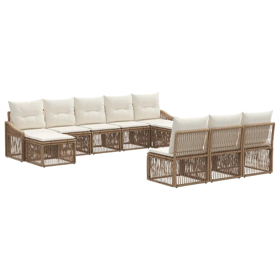 Ensemble de canapé de jardin 10 pcs Beige polyrotin - 2