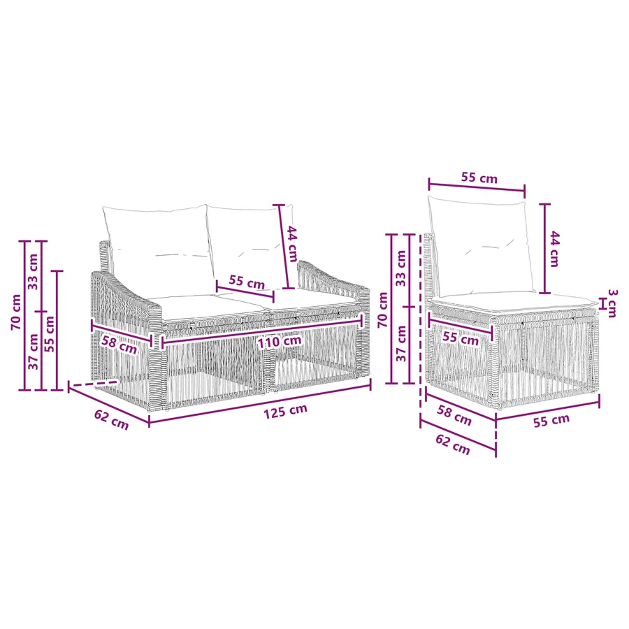 Ensemble de canapé de jardin 8 pcs Beige polyrotin - 8