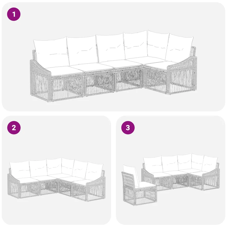 Ensemble de canapé de jardin 5 pcs Beige polyrotin - 7