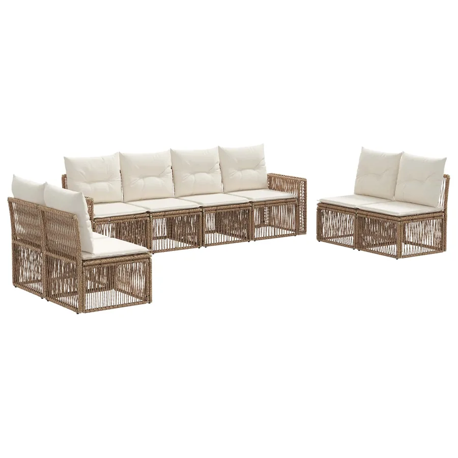 Ensemble de canapé de jardin 8 pcs Beige et blanc crème - 2