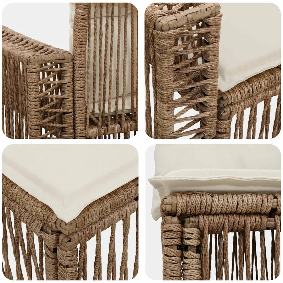 Ensemble de canapé de jardin 8 pcs Beige et blanc crème - 6