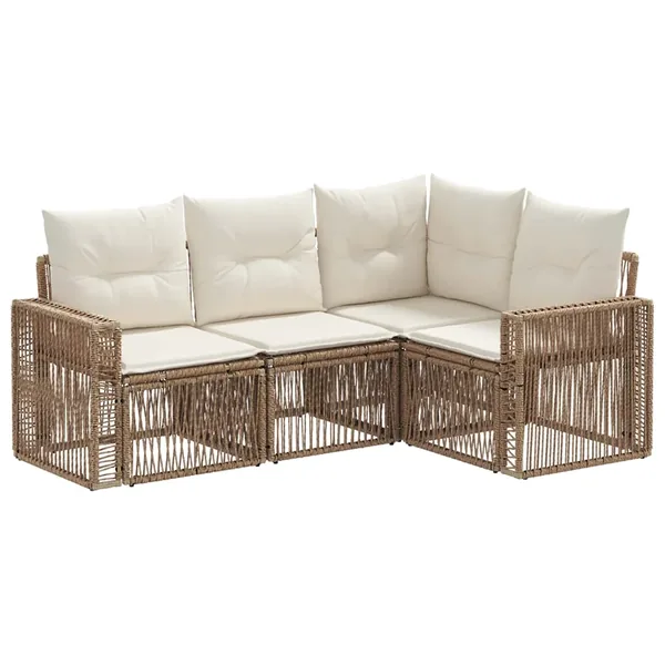 Ensemble de canapé de jardin 4 pcs Beige et blanc crème