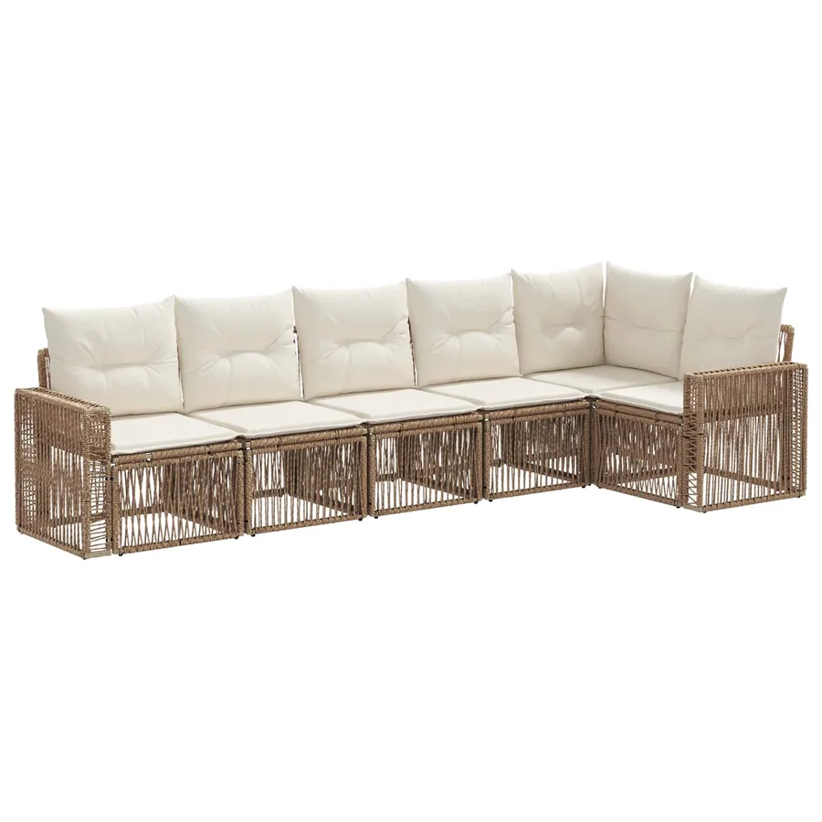 Ensemble de canapé de jardin 6 pcs Beige et blanc crème - 2