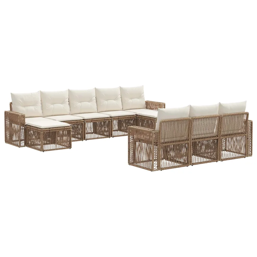 Ensemble de canapé de jardin 10 pcs Beige et blanc crème - 2