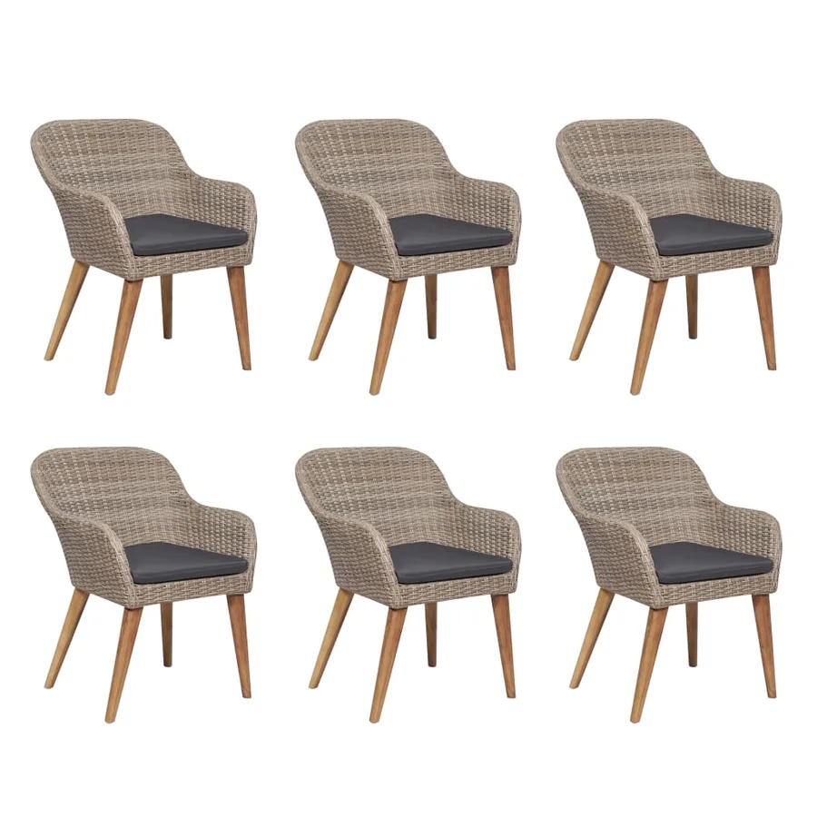 Salon de jardin avec coussins 7 pcs Résine tressée - 2