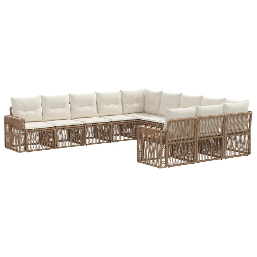 Ensemble de canapé de jardin 11 pcs Beige et blanc crème - 2