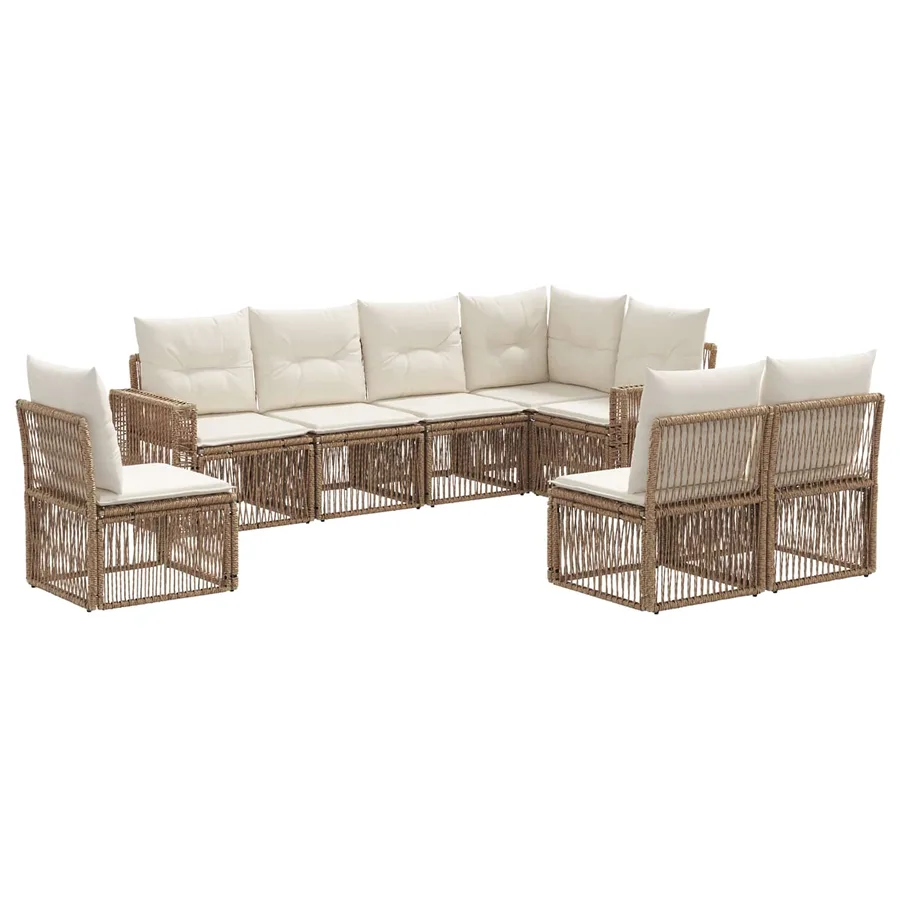 Ensemble de canapé de jardin 8 pcs Beige et blanc crème - 2