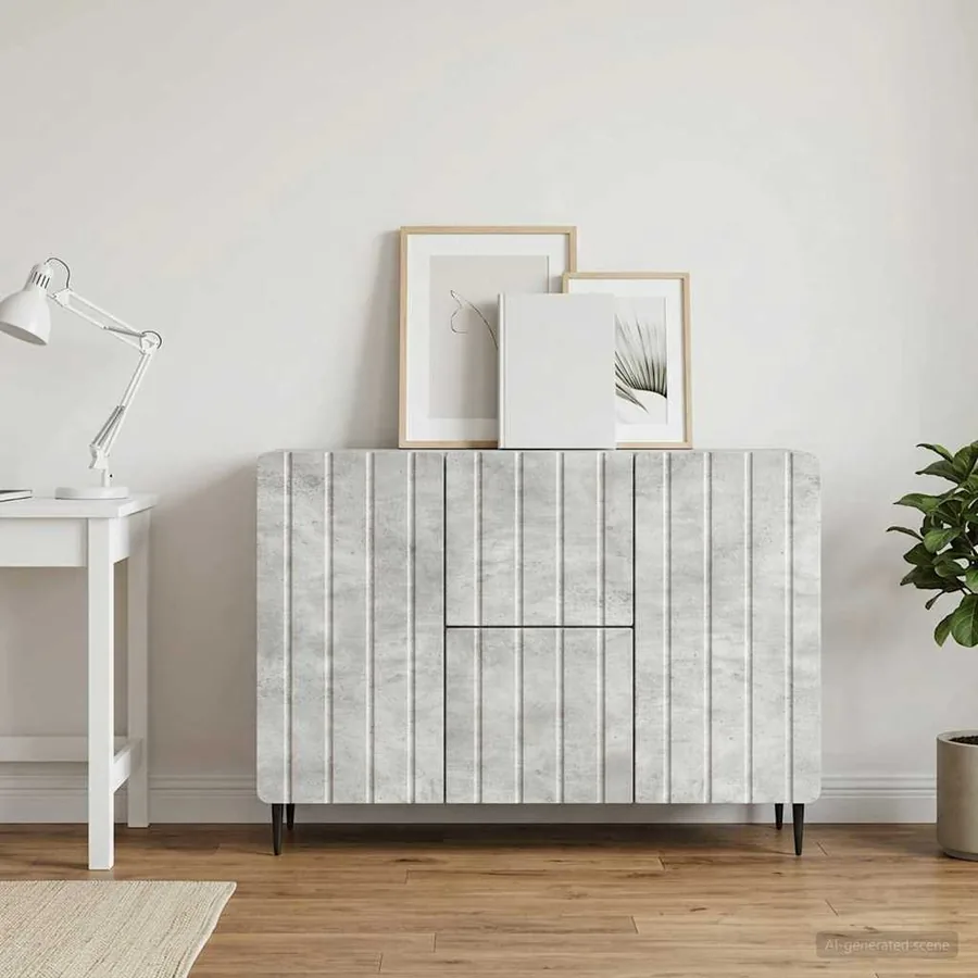 Buffet Gris béton 89 x 34,5 x 62 cm Bois d'ingénierie
