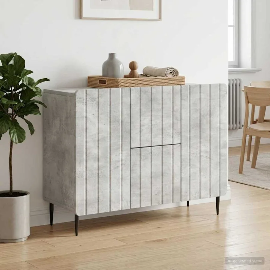 Buffet Gris béton 89 x 34,5 x 62 cm Bois d'ingénierie - 4