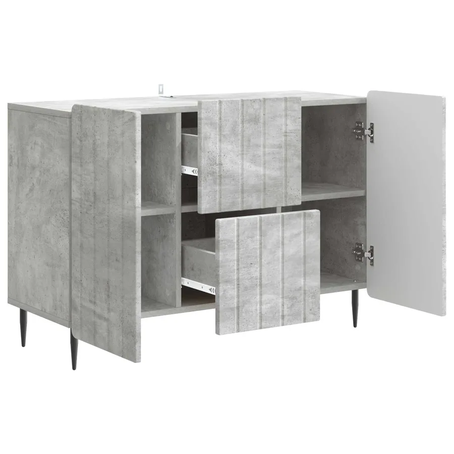 Buffet Gris béton 89 x 34,5 x 62 cm Bois d'ingénierie - 5