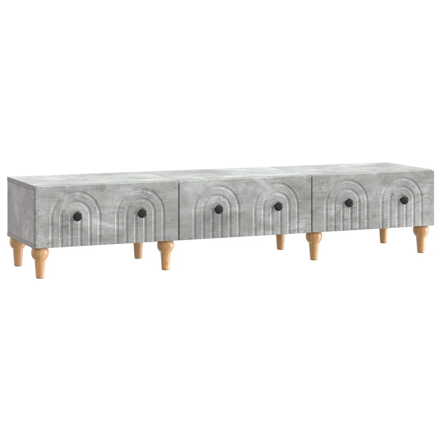 Meuble TV Gris béton 147 x 34,5 x 30 cm Bois d'ingénierie - 2