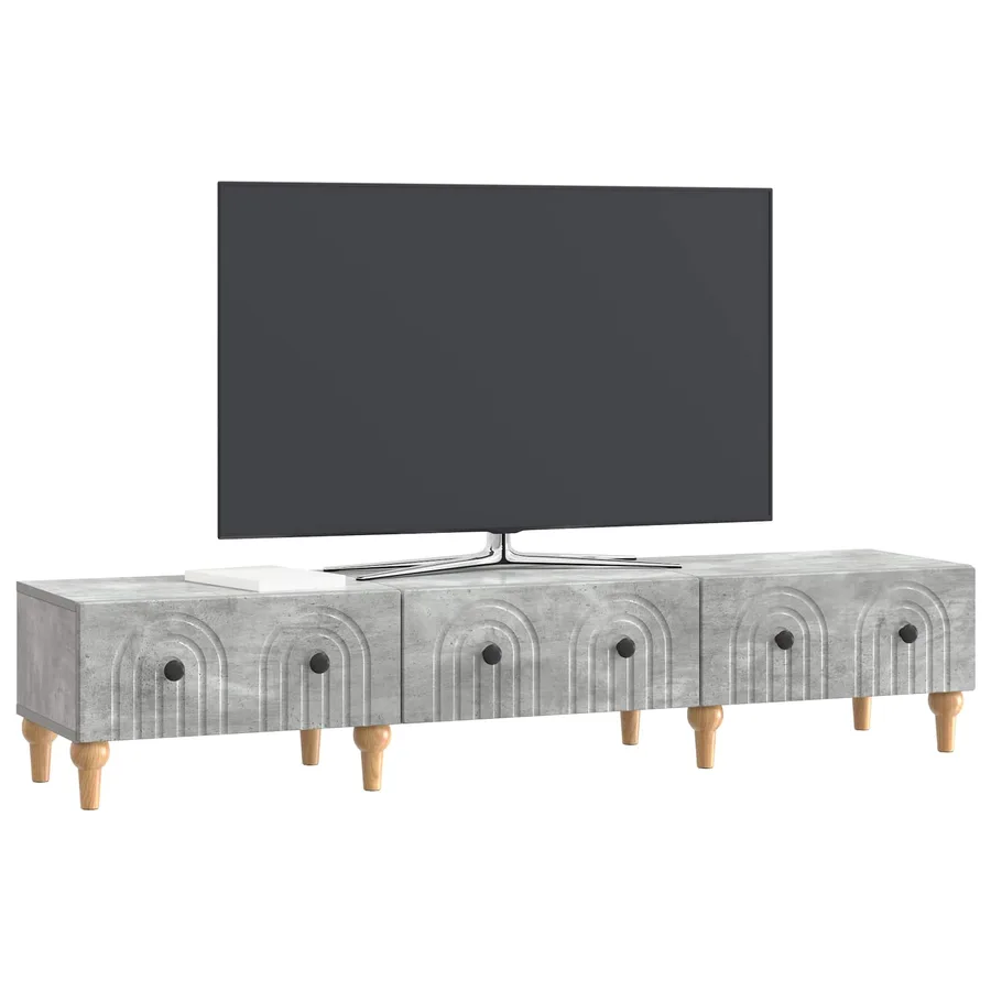 Meuble TV Gris béton 147 x 34,5 x 30 cm Bois d'ingénierie - 3