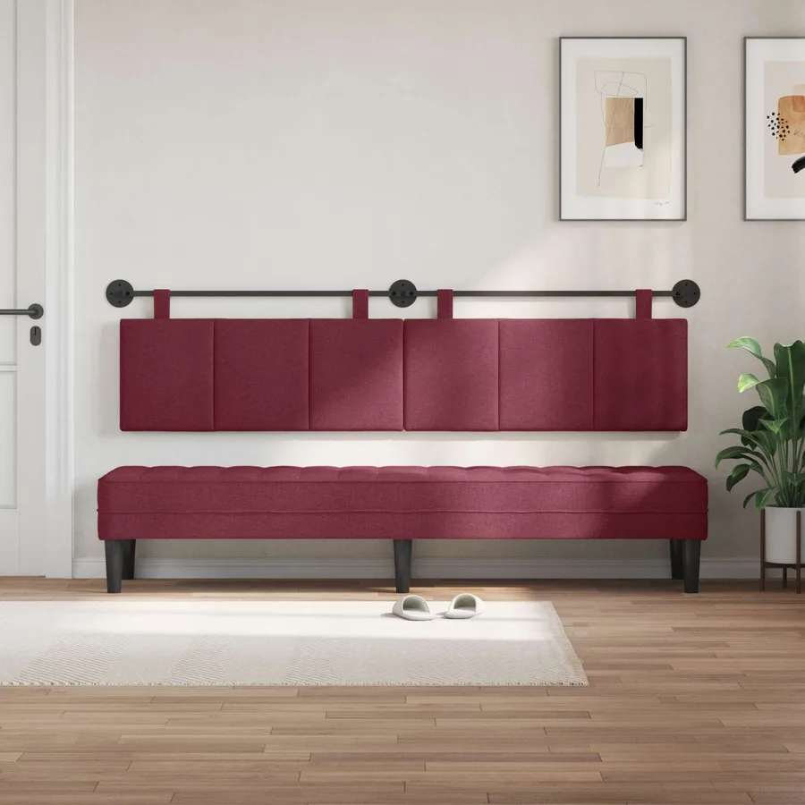 Tête de lit suspendue Bordeaux Tissu - 3