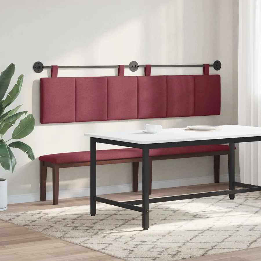 Tête de lit suspendue Bordeaux Tissu - 4