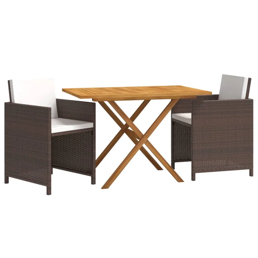 Ensemble à manger de jardin et coussins 3 pcs Marron - 3