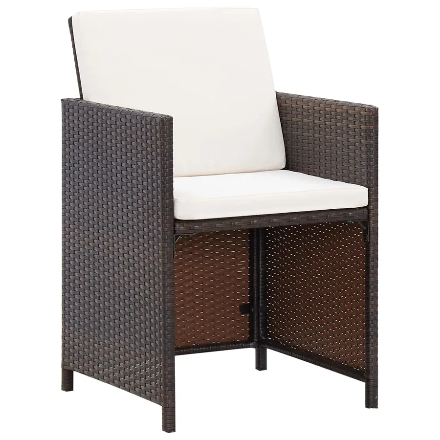 Ensemble à manger de jardin et coussins 3 pcs Marron - 6
