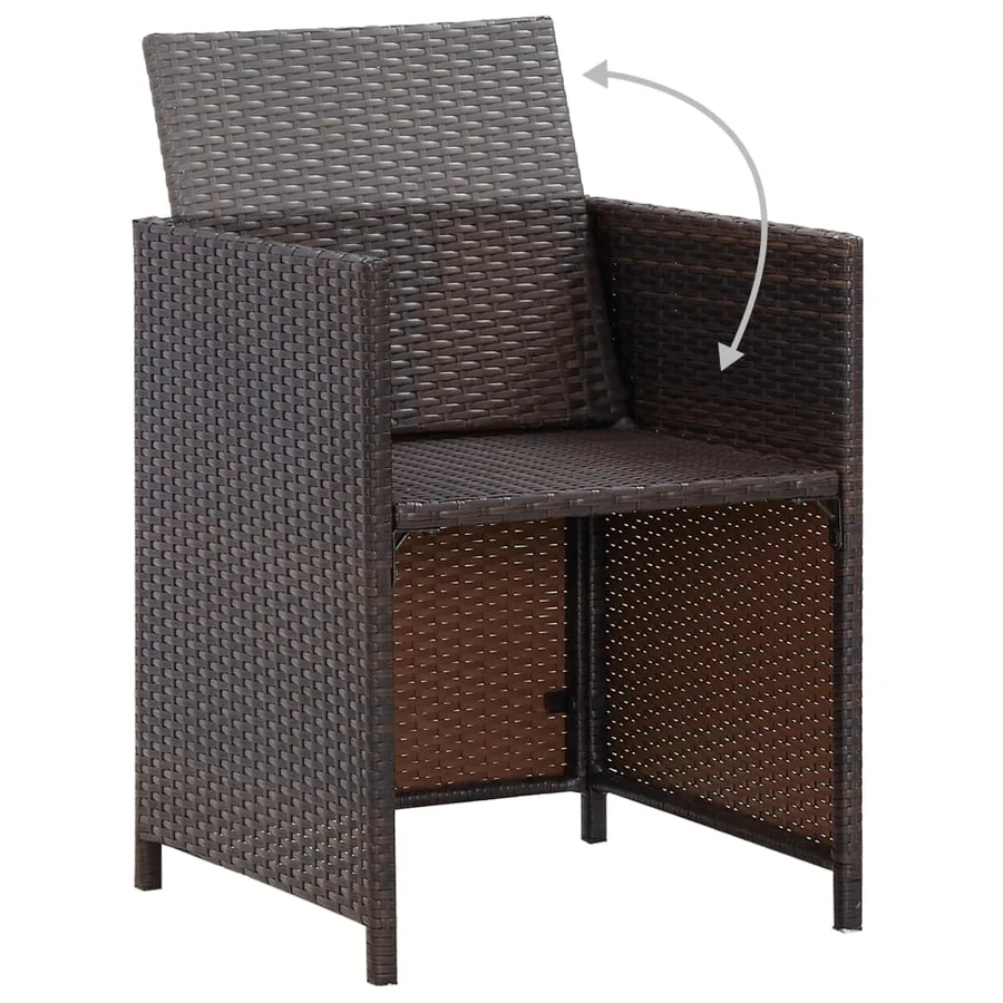 Ensemble à manger de jardin et coussins 3 pcs Marron - 7
