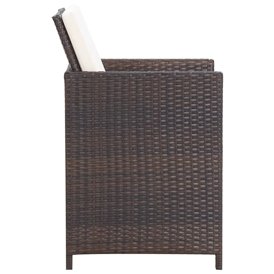 Ensemble à manger de jardin et coussins 3 pcs Marron - 8