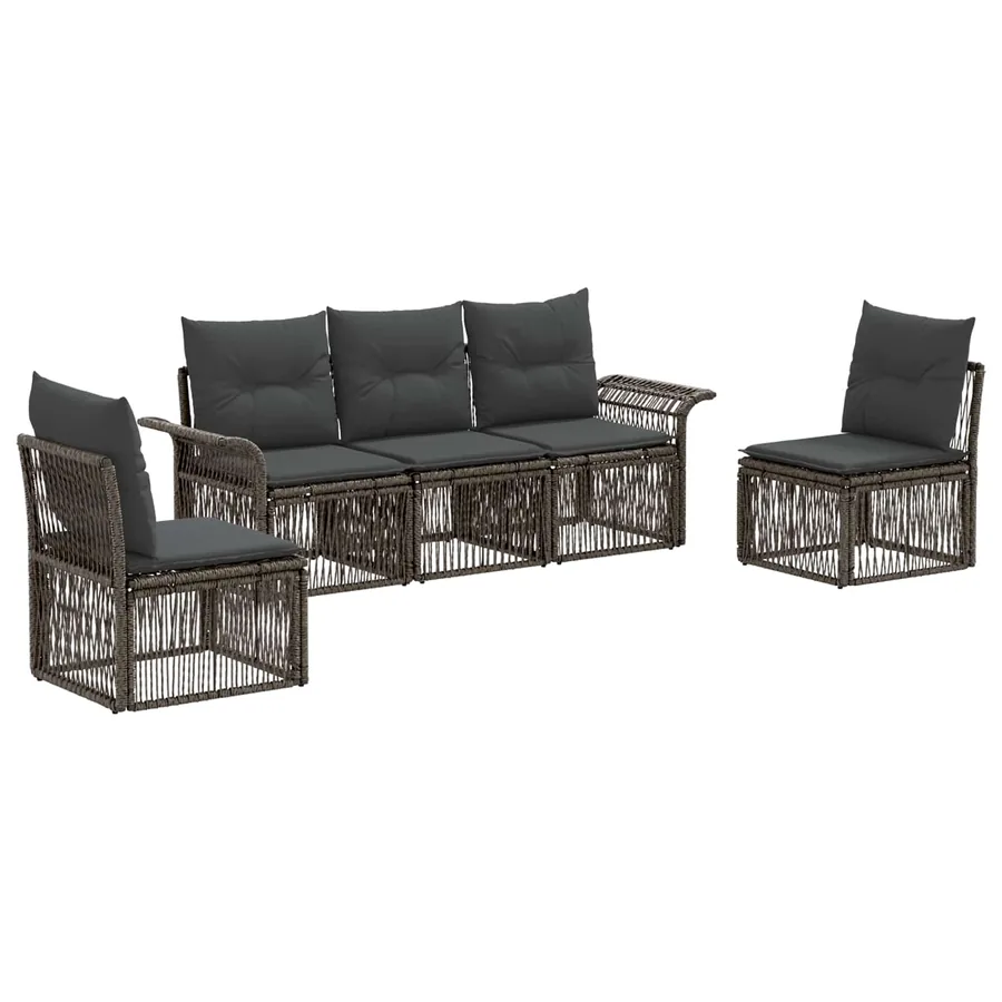 Ensemble de canapé de jardin 5 pcs Gris polyrotin