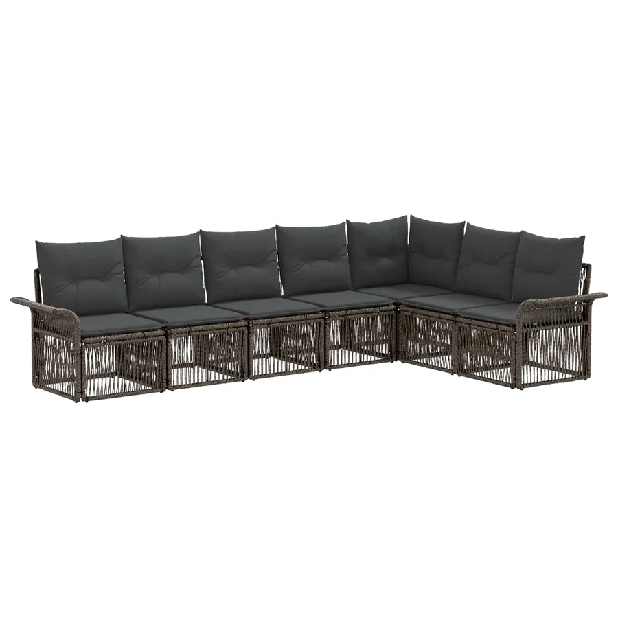 Ensemble de canapé de jardin 7 pcs Gris polyrotin - 2
