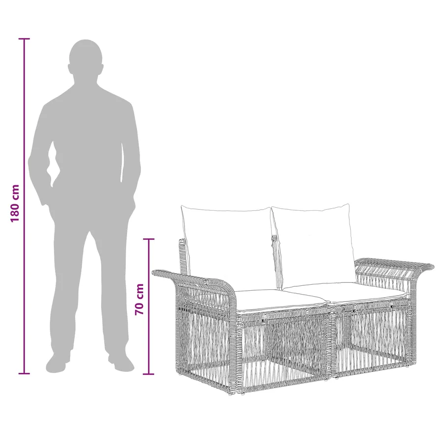 Ensemble de canapé de jardin 7 pcs Gris polyrotin - 9