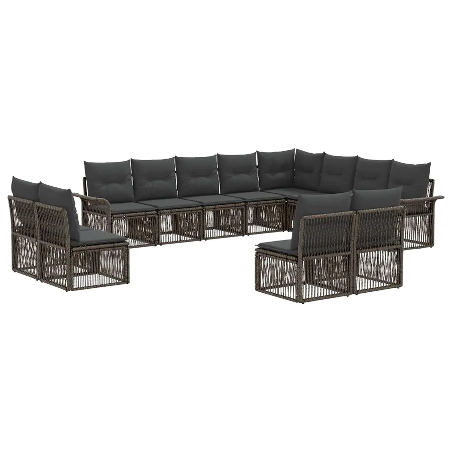Ensemble de canapé de jardin 12 pcs Gris polyrotin