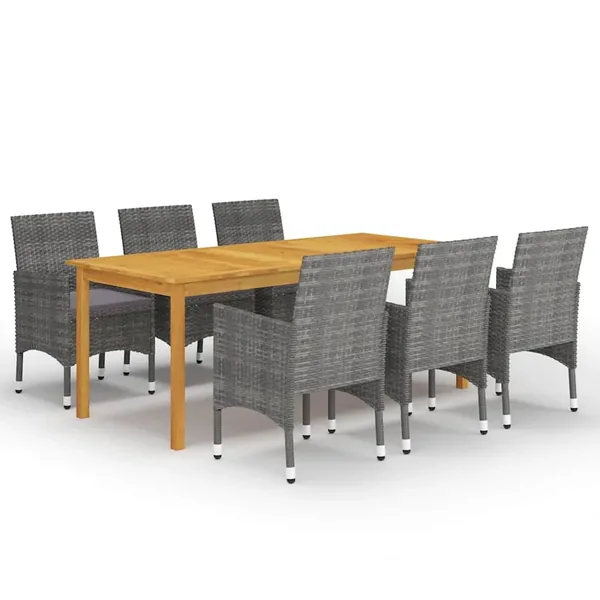Ensemble à manger de jardin 7 pcs Gris