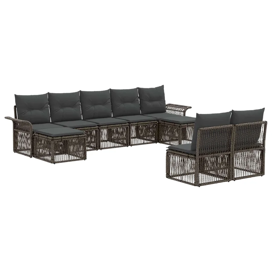 Ensemble de canapé de jardin 9 pcs Gris polyrotin - 2