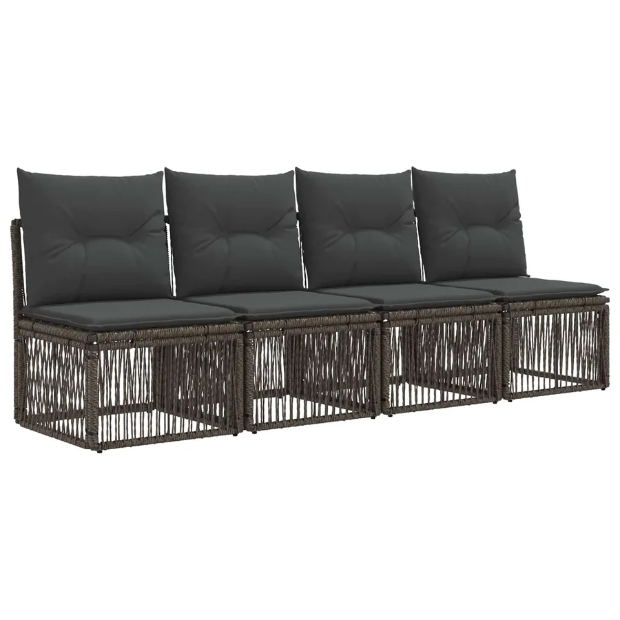 Ensemble de canapé de jardin 9 pcs Gris polyrotin - 5
