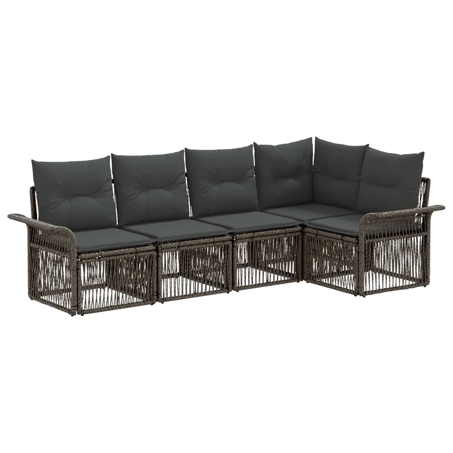 Ensemble de canapé de jardin 5 pcs Gris polyrotin
