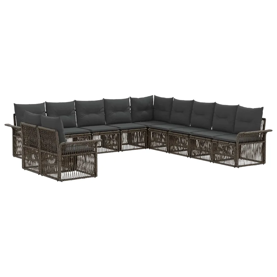 Ensemble de canapé de jardin 11 pcs Gris polyrotin - 2