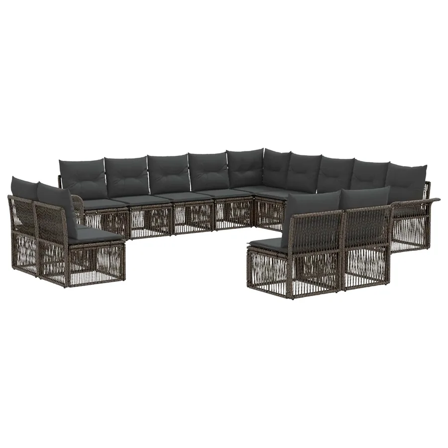Ensemble de canapé de jardin 13 pcs Gris polyrotin