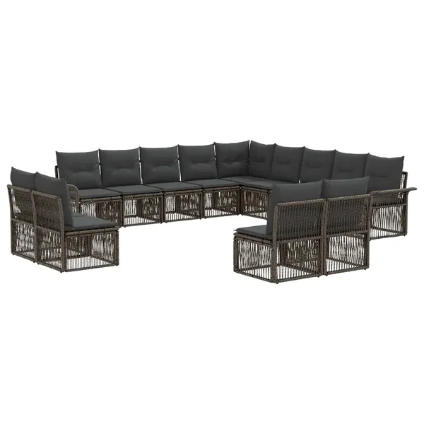 Ensemble de canapé de jardin 13 pcs Gris polyrotin