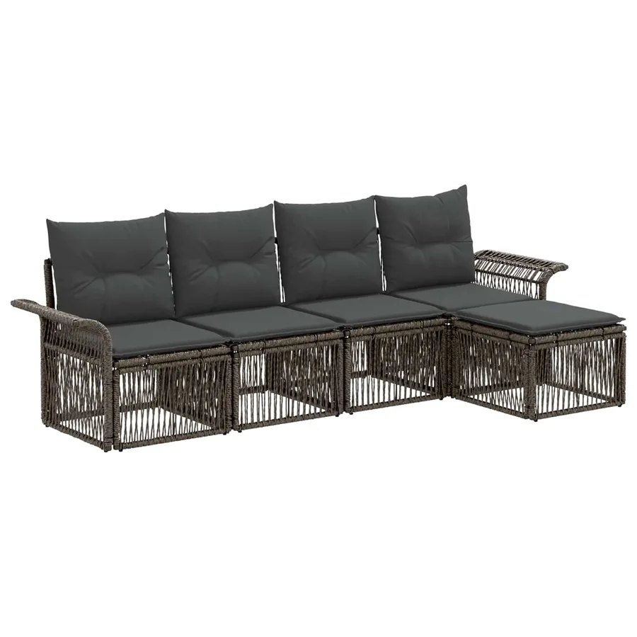 Ensemble de canapé de jardin 5 pcs Gris polyrotin - 2