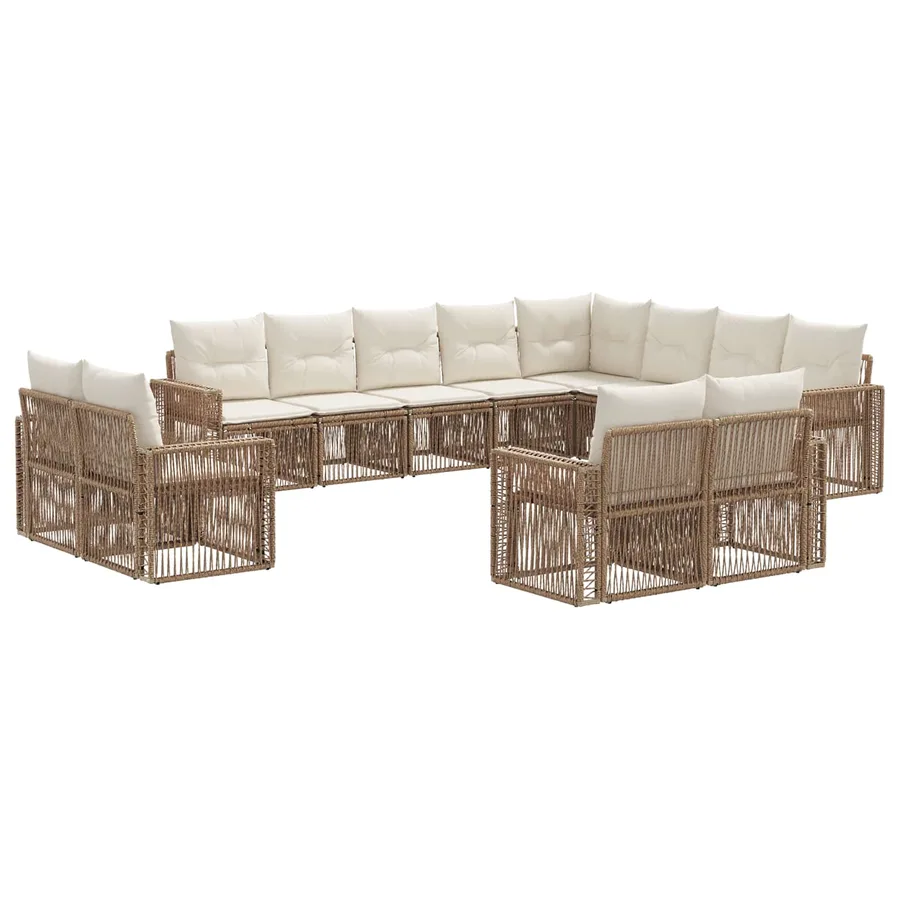 Ensemble de canapé de jardin 12 pcs Beige et blanc crème - 2
