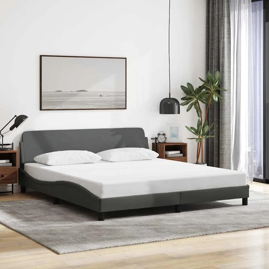 Cadre de lit Dover Gris foncé 180x200 cm tissu