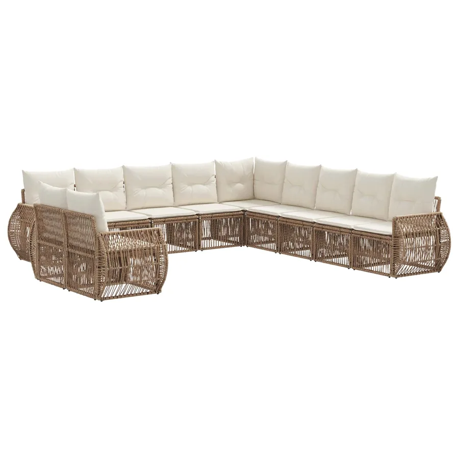Ensemble de canapé de jardin 11 pcs Beige et blanc crème - 2