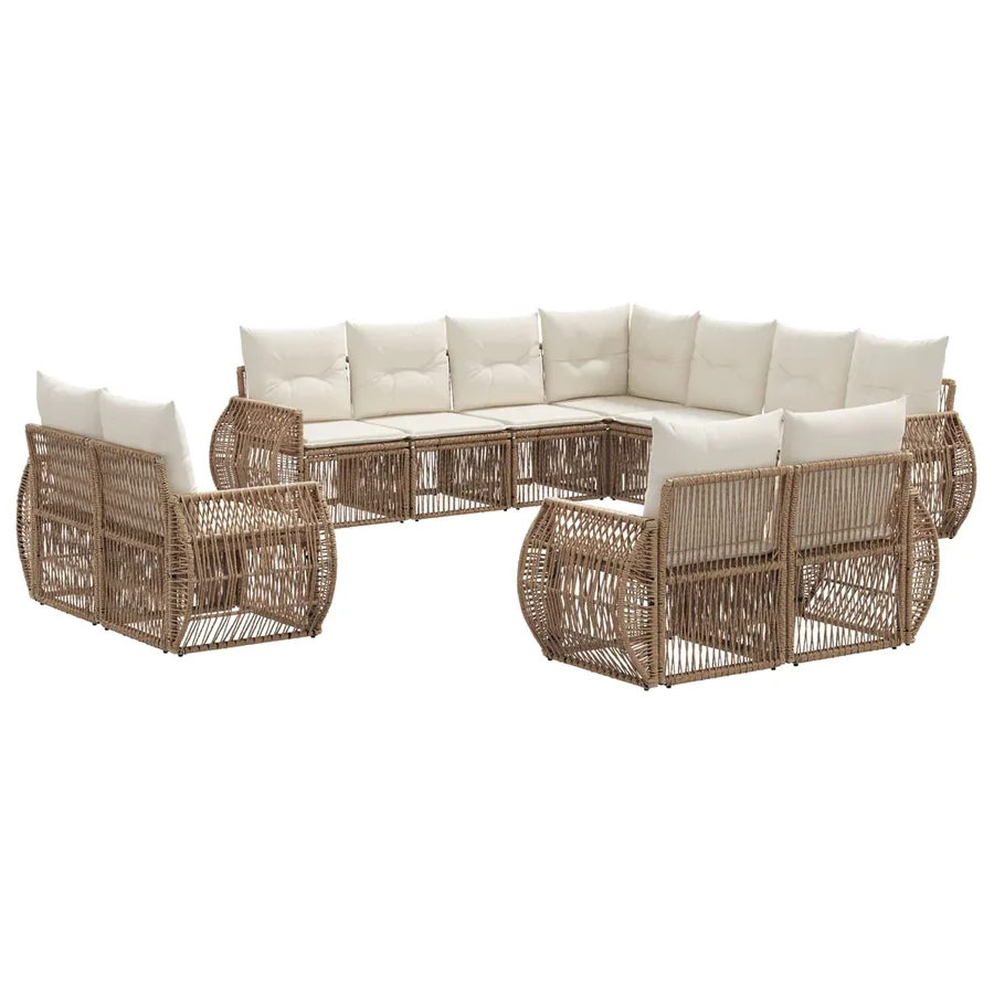 Ensemble de canapé de jardin 11 pcs Beige et blanc crème - 2