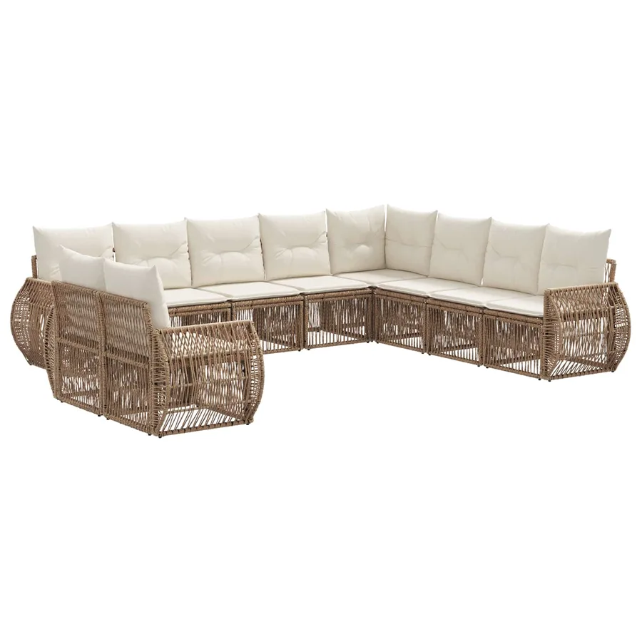 Ensemble de canapé de jardin 10 pcs Beige et blanc crème - 2