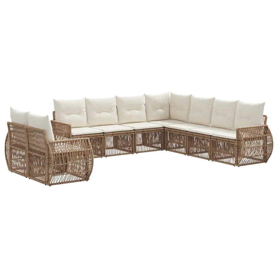 Ensemble de canapé de jardin 9 pcs Beige et blanc crème - 2