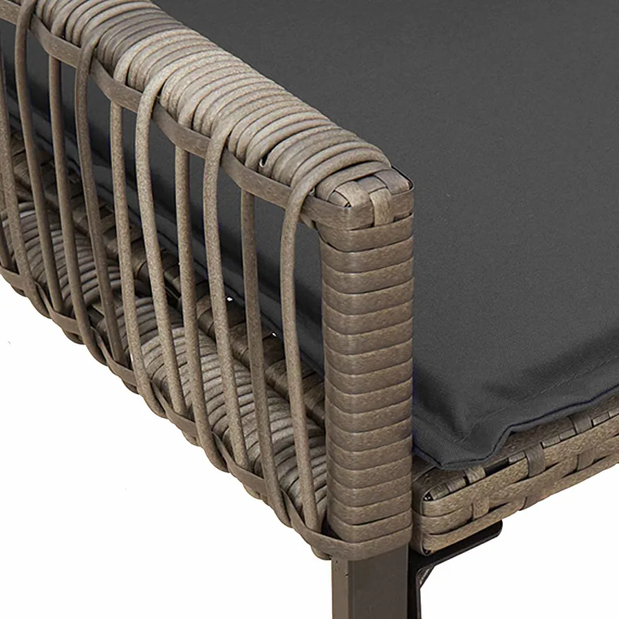 Banc extérieur avec coussin 4 pcs Gris et Gris foncé polyrotin - 8