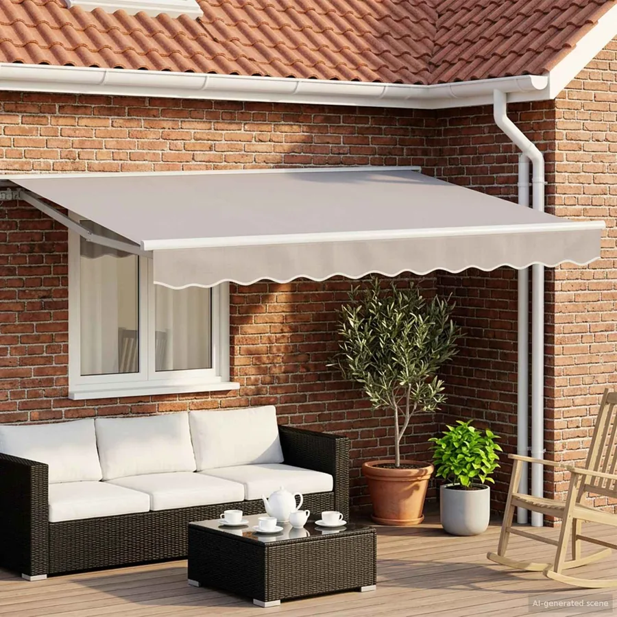 Cadre de auvent manuel Réglable Blanc 3 x 2,5 m Acier