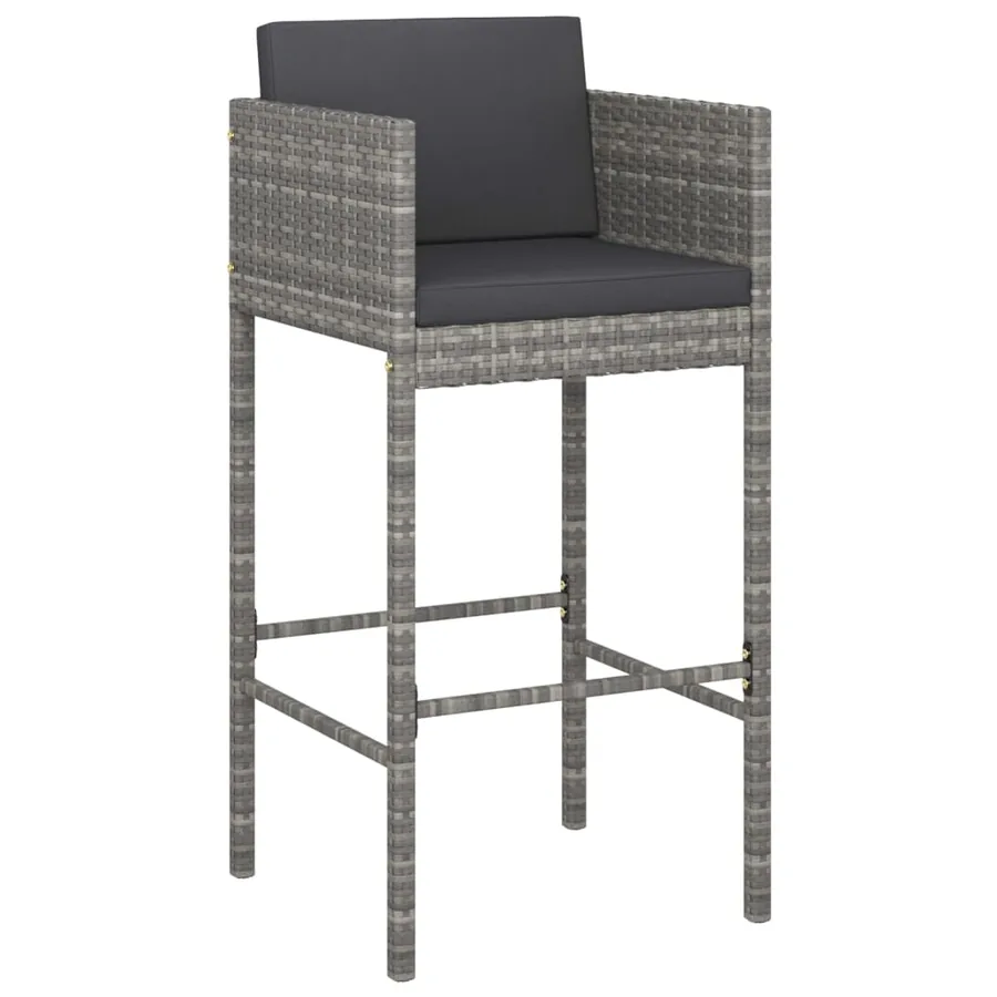 Tabourets de bar lot de 2 avec coussins gris résine tressée - 3