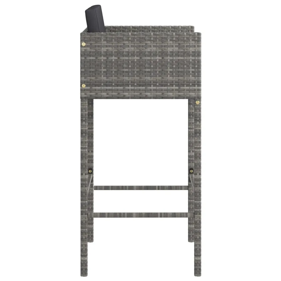 Tabourets de bar lot de 2 avec coussins gris résine tressée - 5