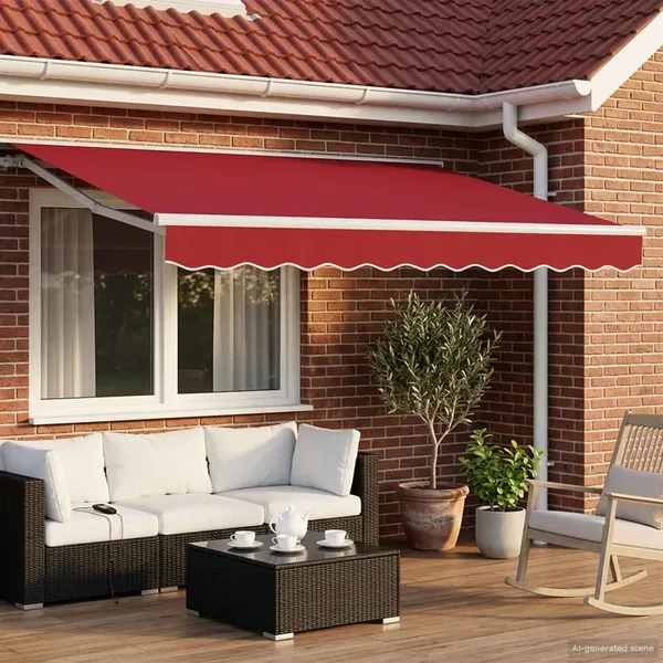 Auvent rétractable manuel Rouge 3 x 2,5 m
