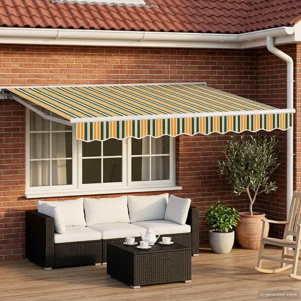 Cadre de store manuel avec LEDs Vert, Jaune, Blanc 3 x 2,5 m