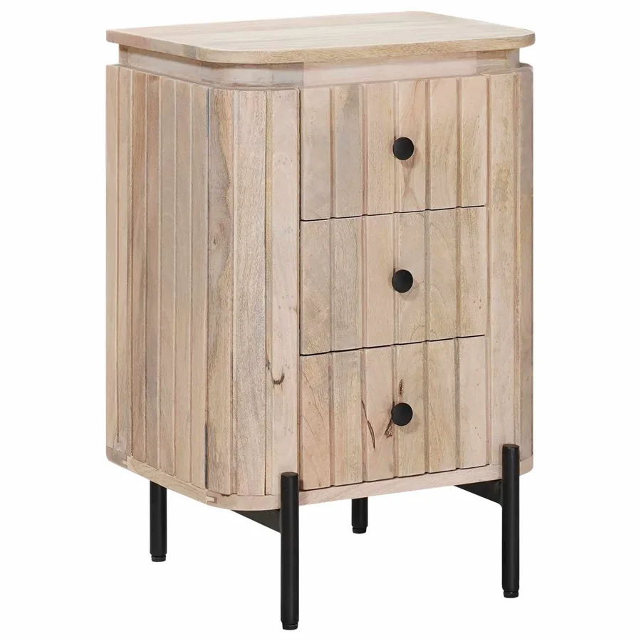 Table de chevet faite main Blanc 40 x 30 x 60 cm - 3