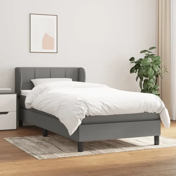 Slatted bed base with mattress Dark grey 80x200 cm Fabric