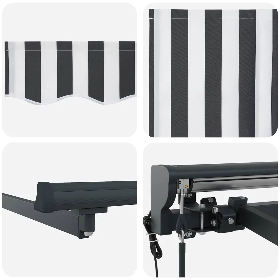 Auvent rétractable électrique Anthracite et blanc 4 × 3,5 m - 7