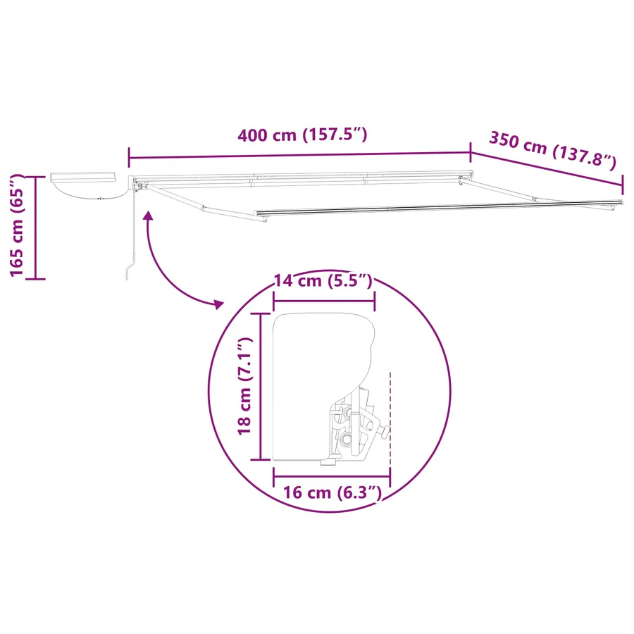Auvent rétractable électrique 4 × 3,5 m - 12